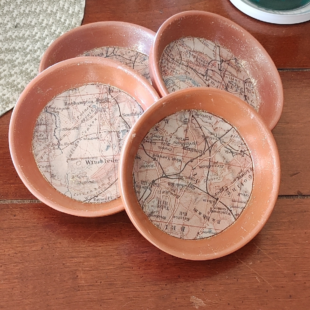 Set of Four Terracotta Map Coasters - Picture 4 of 6